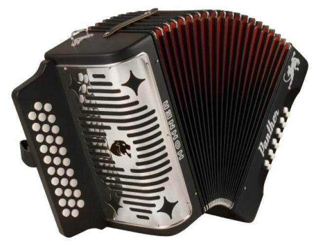 hohner panther g/c/f 3row diatonic accordion  black