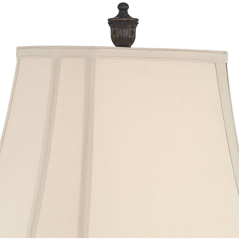 Barnes and Ivy Traditional Table Lamps Set of 2 Leafwork Bronze Vase Light Tan Cut Corner Rectangular Shade Living Room Bedroom