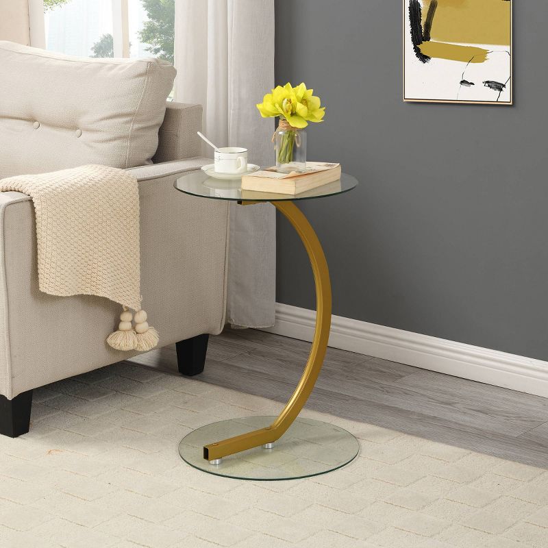 Ryker Pedestal Side Table Gold - Carolina Chair & Table