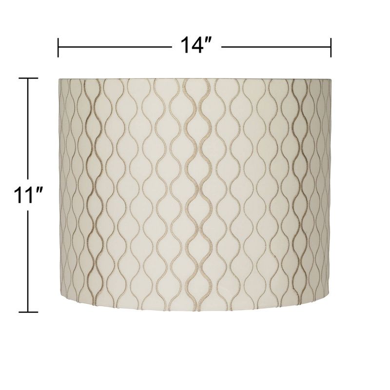 Springcrest Embroidered Hourglass Medium Lamp Shade 14" Top x 14" Bottom x 11" High (Spider) Replacement with Harp and Finial