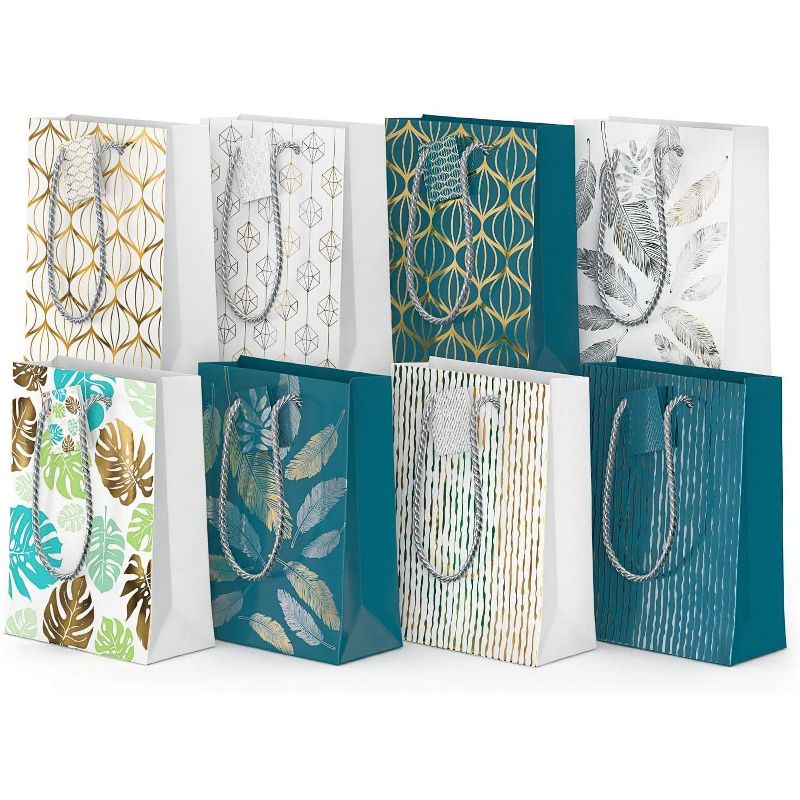 Arteza Gift Bags, Blue, White, Assorted Designs - 16 Pack (ARTZ-8574)