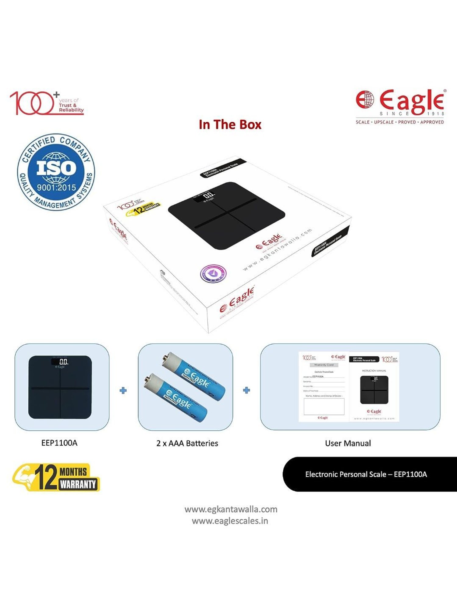 Eagle EEP1100A-GY Digital Weight Machine Body 180kg Capacity,100g Accuracy,Electronic Weighing scale