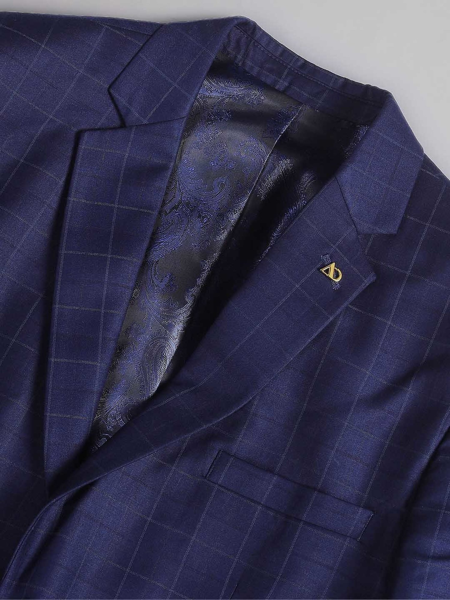 AD by Arvind Blue Slim Fit Check Blazer