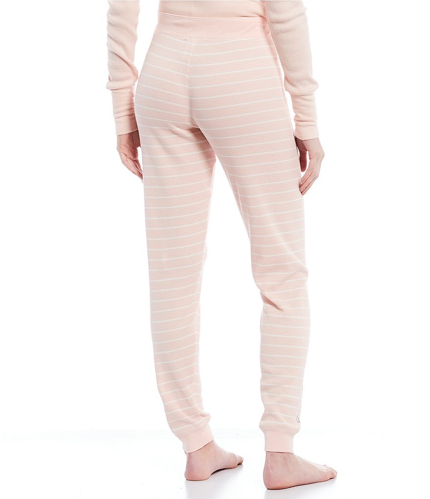 PJ Salvage Love More Striped Print Thermal Knit Coordinating Jogger Sleep Pants