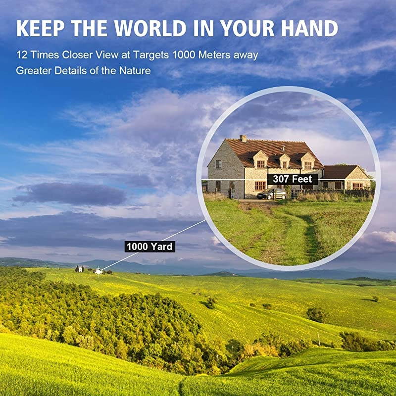 Powerful Binoculars with Clear Weak Light Vision Lightweight 11 lbs Binoculars for Birds Watching Hunting Sports Large Eyepiece Binoculars for Adults with BAK4 FMC Lens