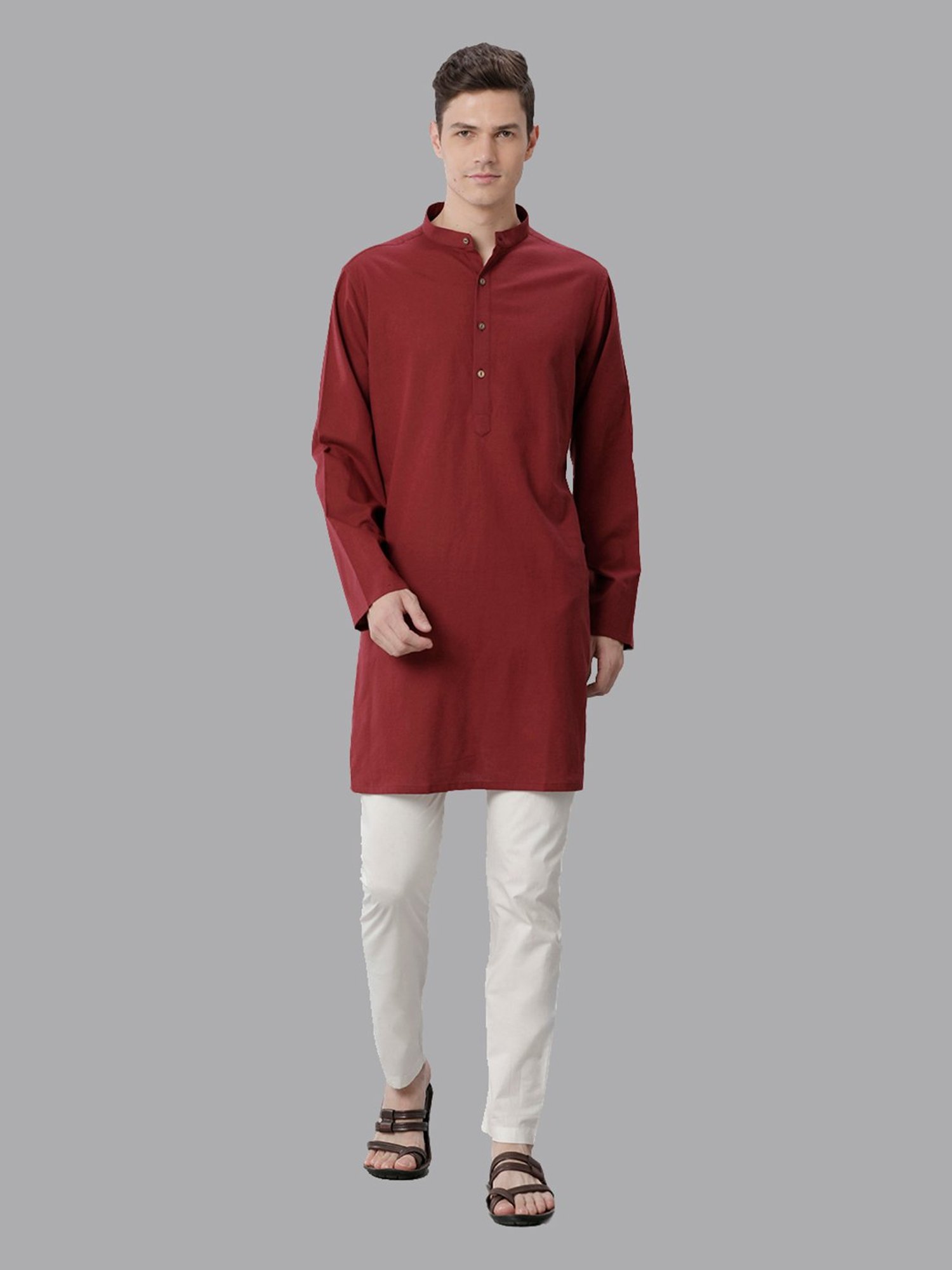 CAVALLO by Linen Club Maroon Regular Fit Kurta