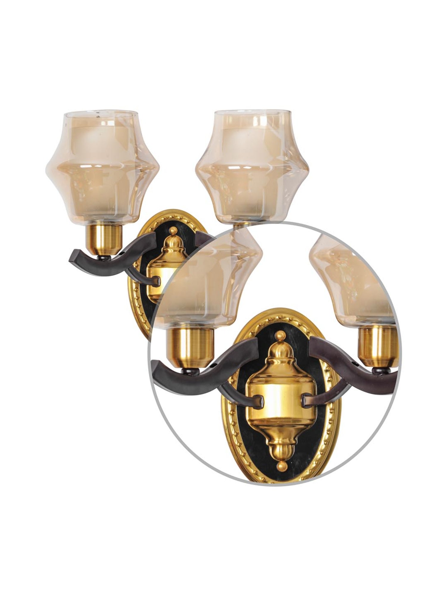 Kapoor E Illuminations Mysville Golden Metal Dual Shade Wall Light - Set of 1