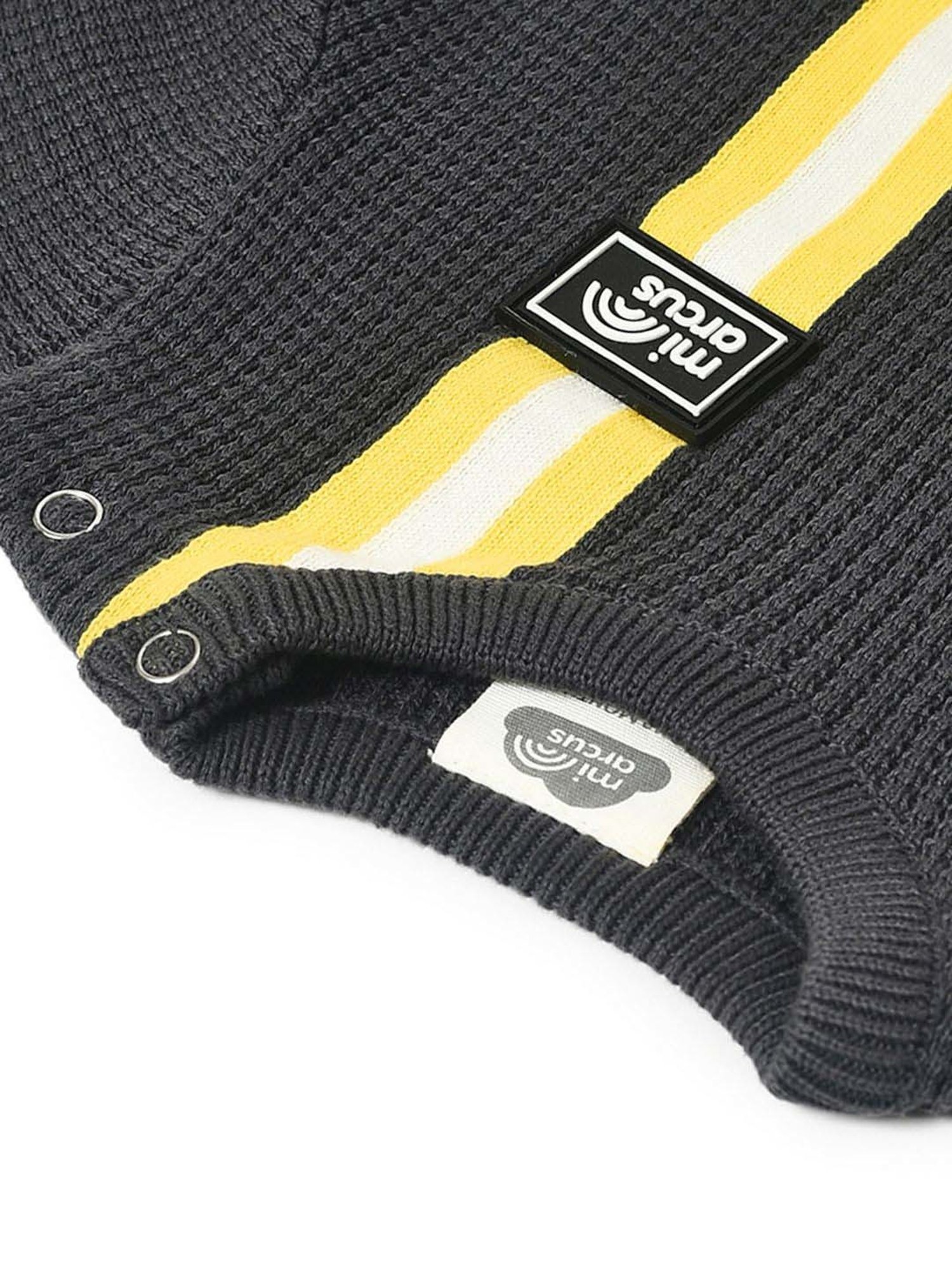 MiArcus Kids Black & Yellow Cotton Color Block Full Sleeves Sweatshirt Set