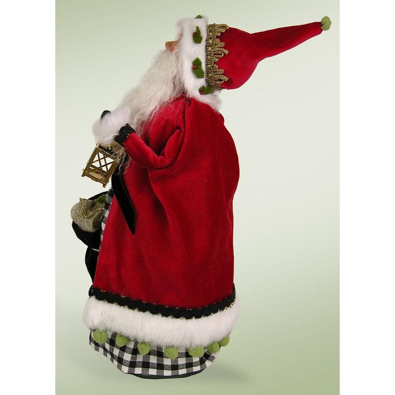 Byers Choice 13.5" Checkered Modern Jolly Santa with Lantern Christmas Figure