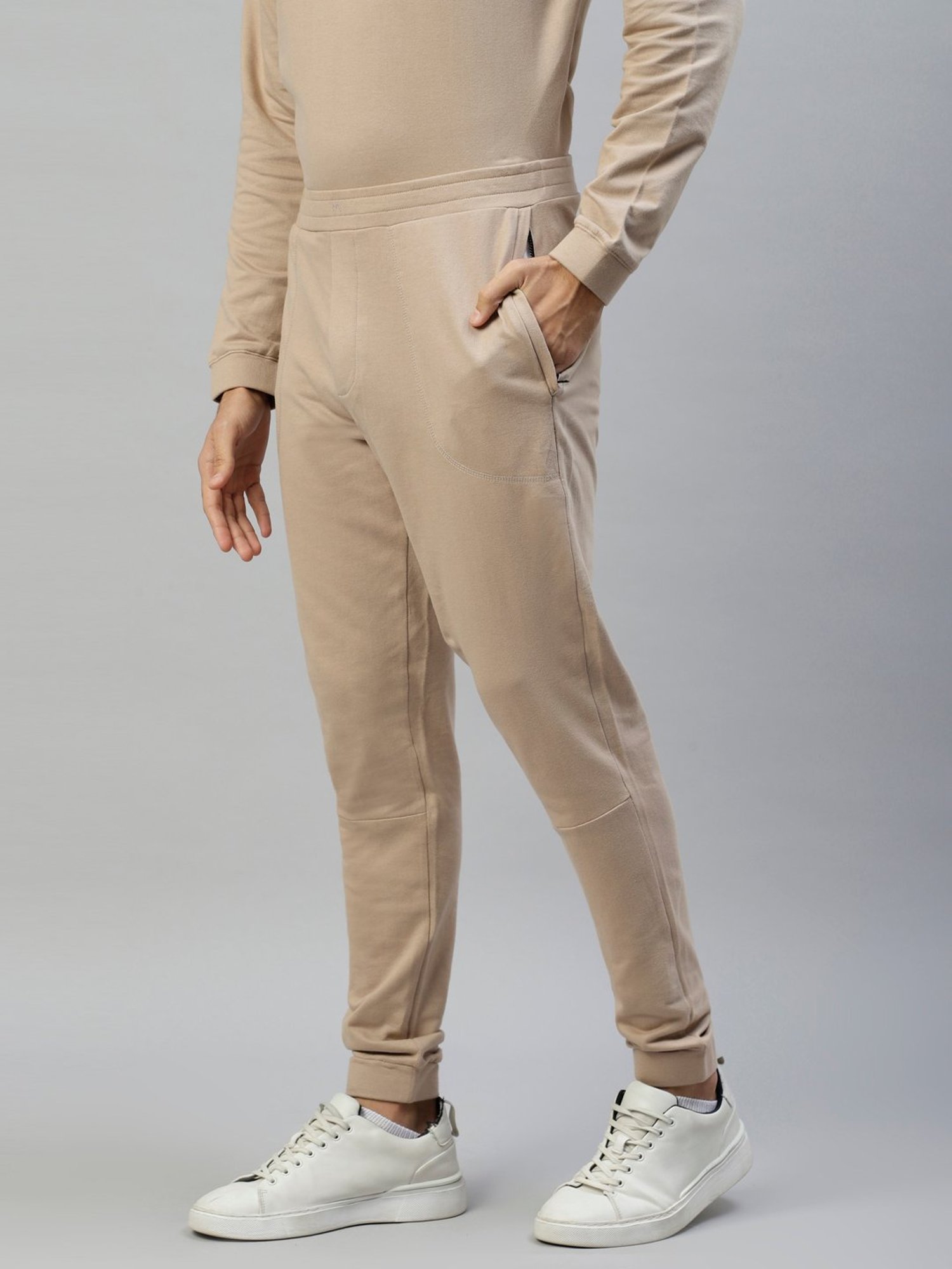 Slowave Beige Regular Fit Joggers