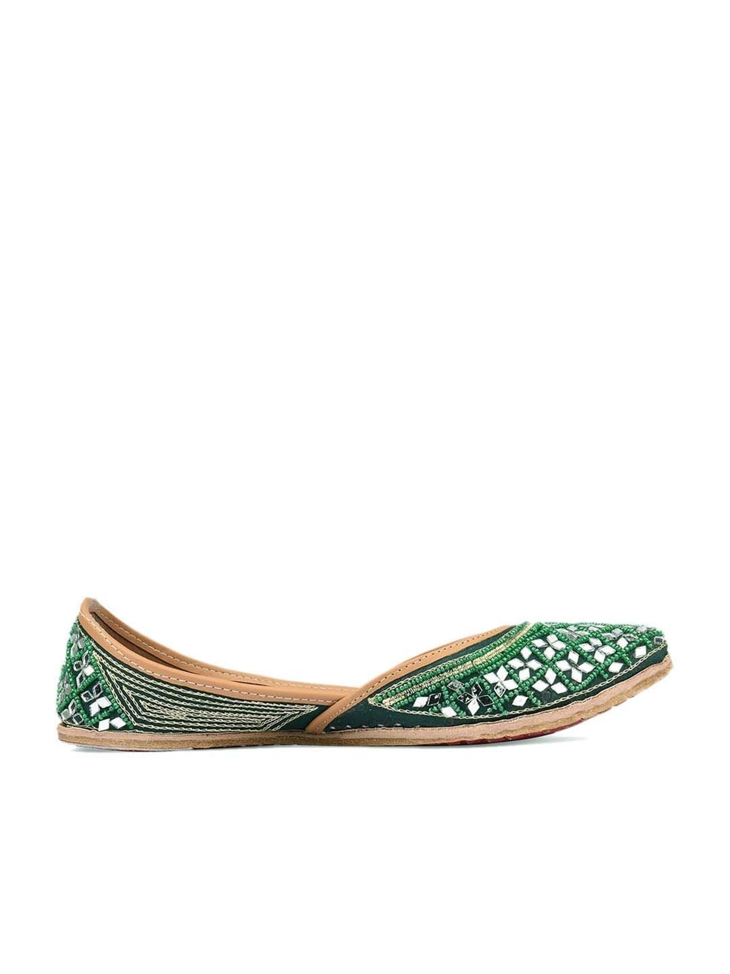 Desi Colour Women's Pine Green Ethnic Juttis
