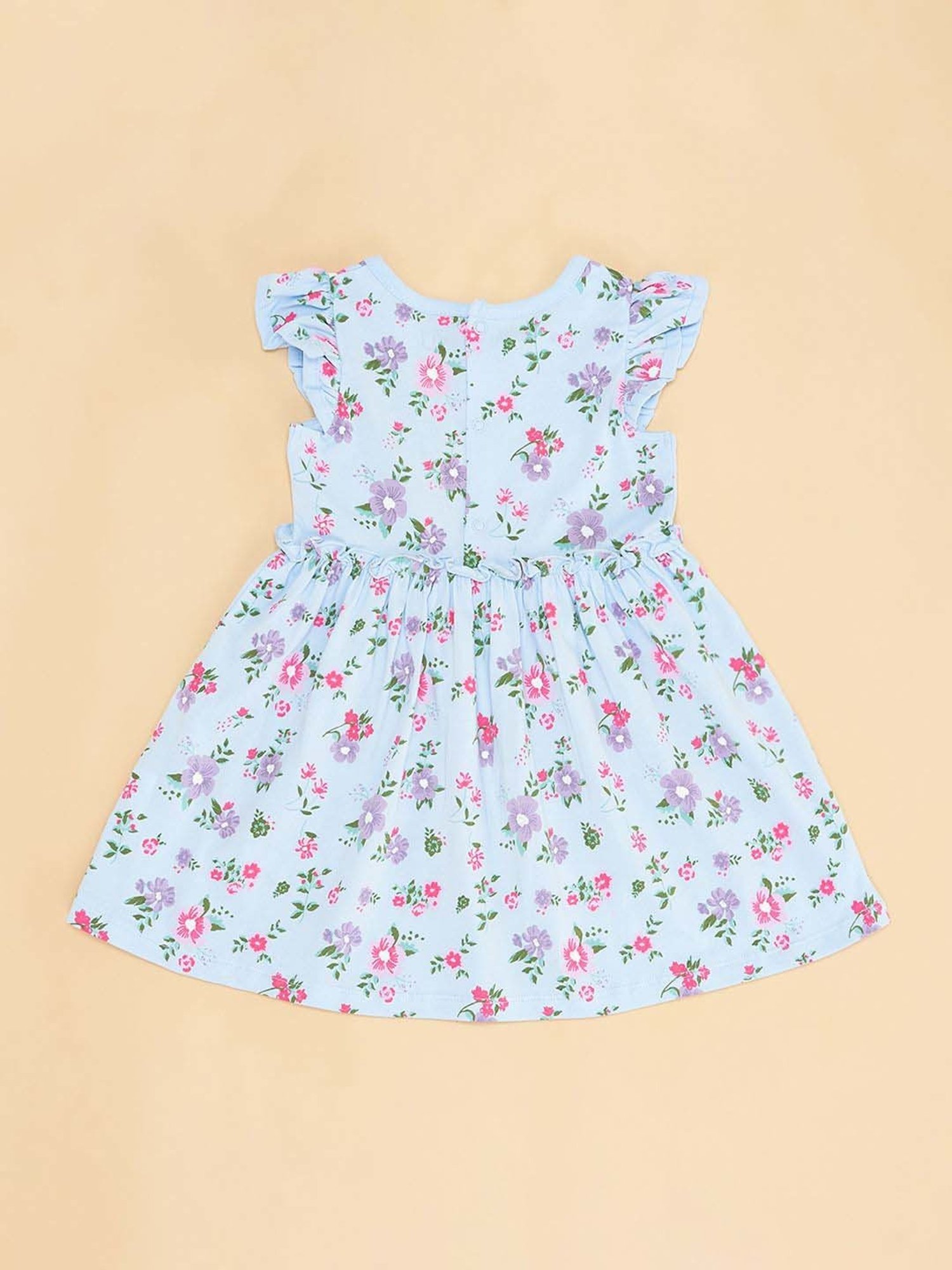 YU by Pantaloons Kids Blue Cotton Floral Print Dress
