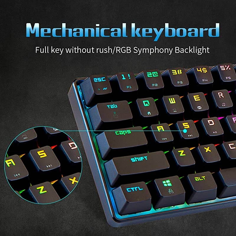 RGB Gaming Office Magic Refiner MK14 Mechanical Keyboard USB 68 Keys Backlit Antighosting Keyboard for PC LaptopBlue Red Brown Switch Blue Switch