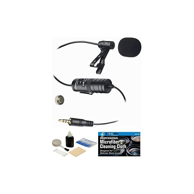 Lavalier Microphone with 20 Audio Cable + Accessory Bundle for Canon VIXIA HF R500R600R700R800 HD Video Camcorder