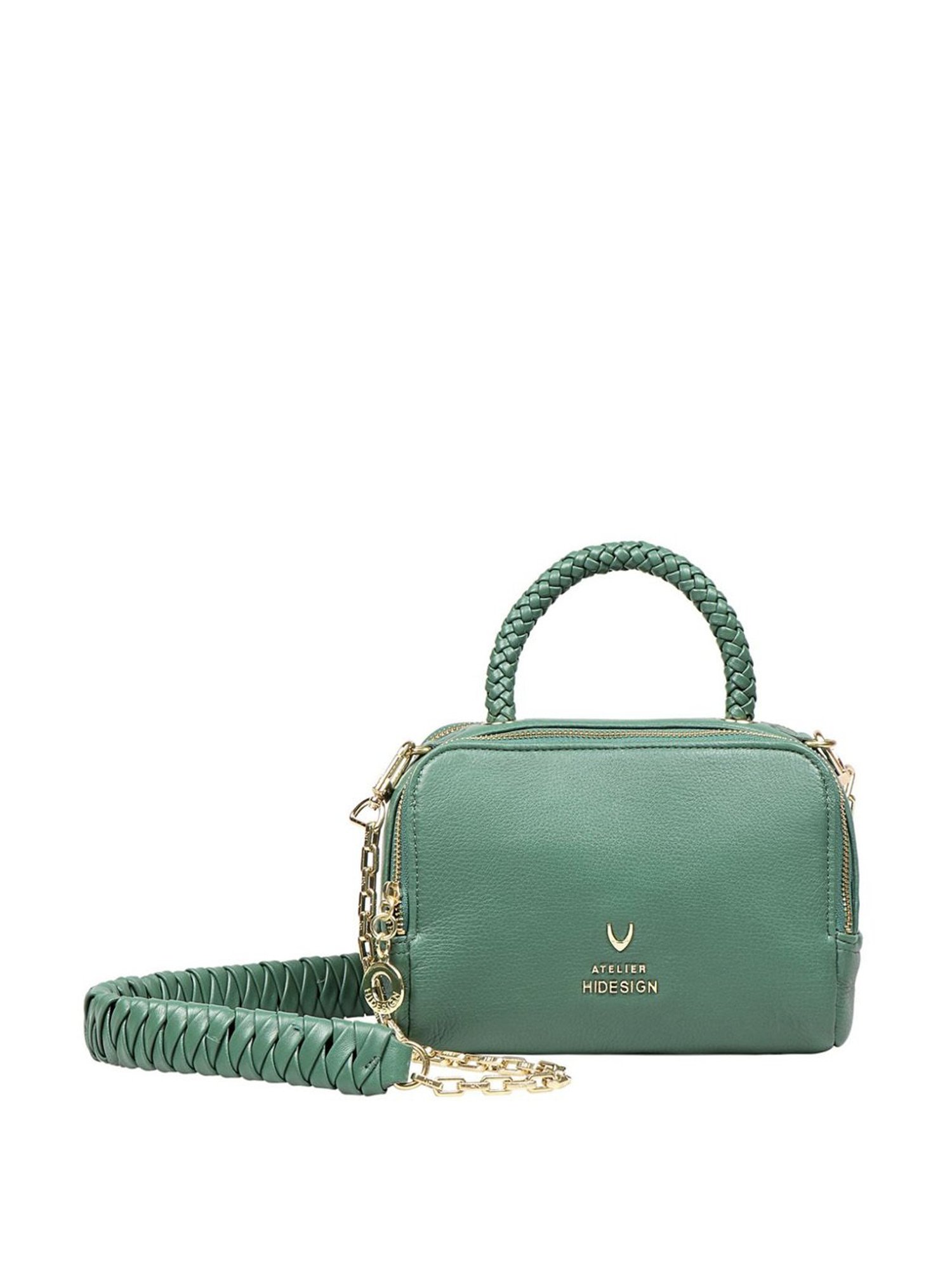 Hidesign Atelier Callas 04 Green Leather Solid Bowler Handbags