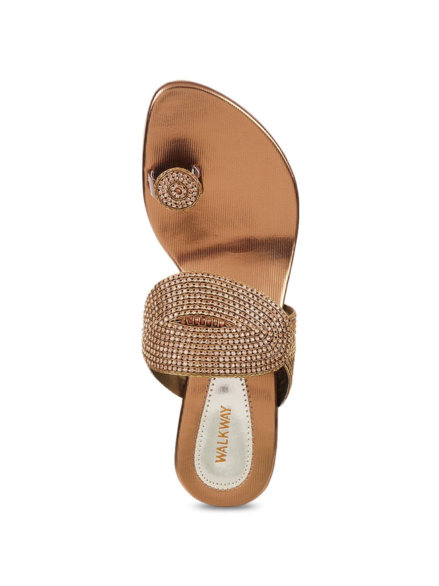 Walkway Women's Antique Gold Toe Ring Sandals