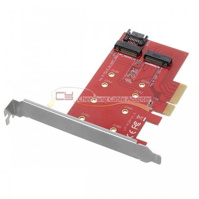 M.2 NGFF 4 Lane SSD to PCI-E 3.0 x4 & NGFF to SATA Adapter for XP941 SM951 PM951