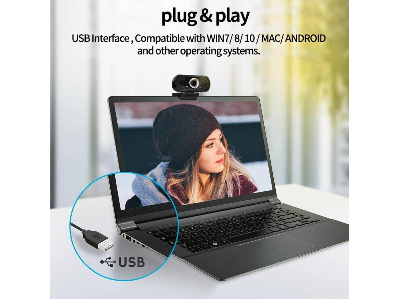Webcam Camera, 1080P Full HD Webcam,Computer Laptop Camera for Conference and Video Call, Pro Stream Webcam with Plug and Play Video Calling