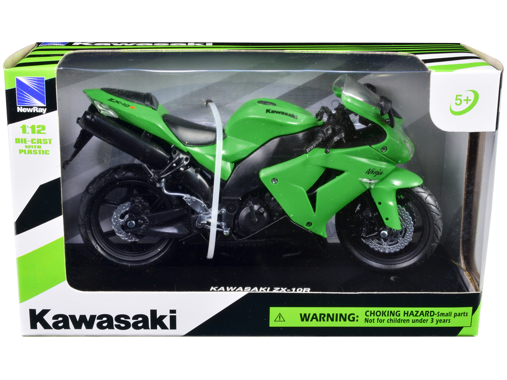 2010 Kawasaki Ninja ZX-10R Green with Plastic Display Stand 1/12 Diecast Motorcycle Model by Maisto