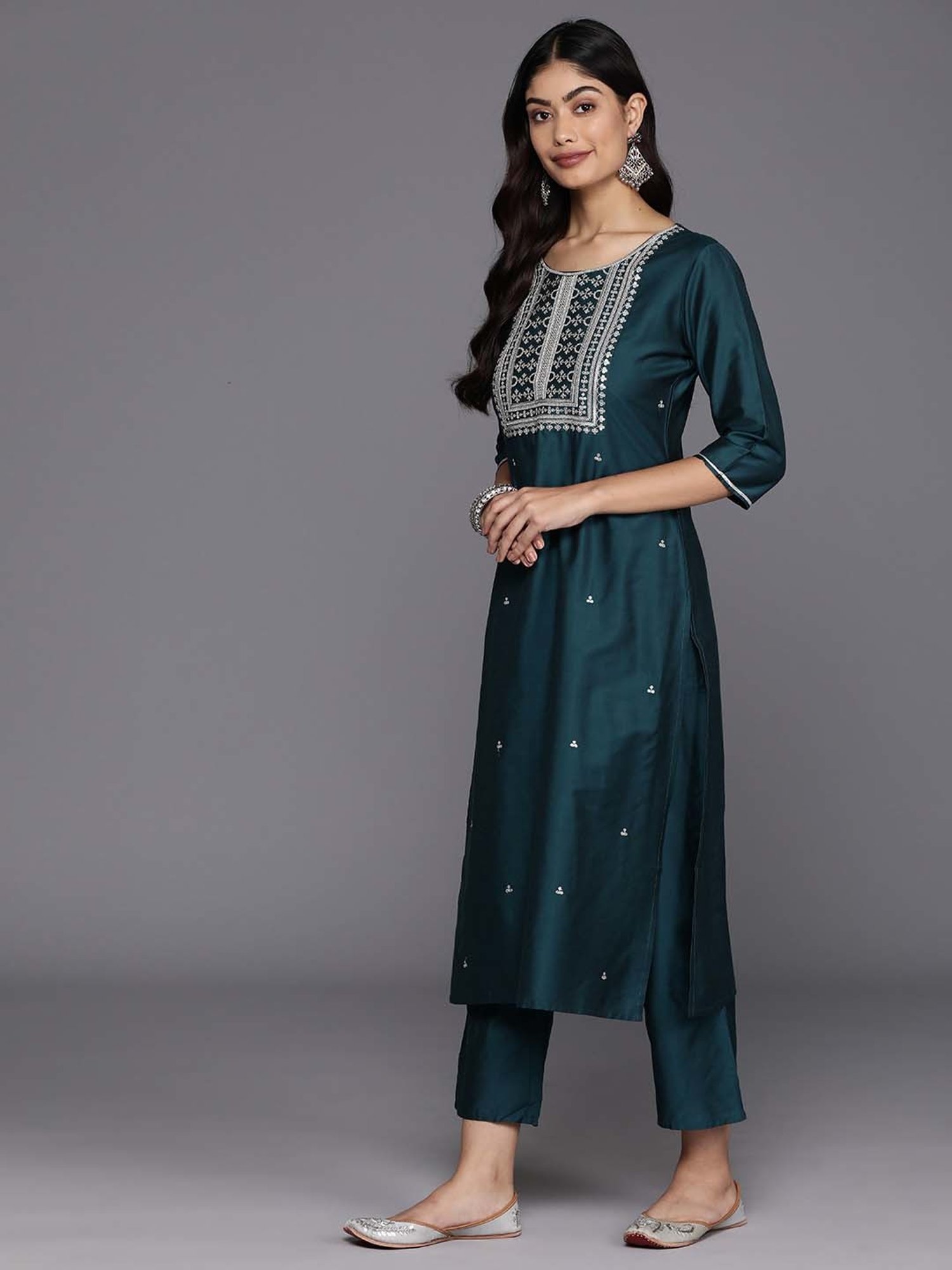 Gerua Blue Embroidered Kurta Pant Set With Dupatta