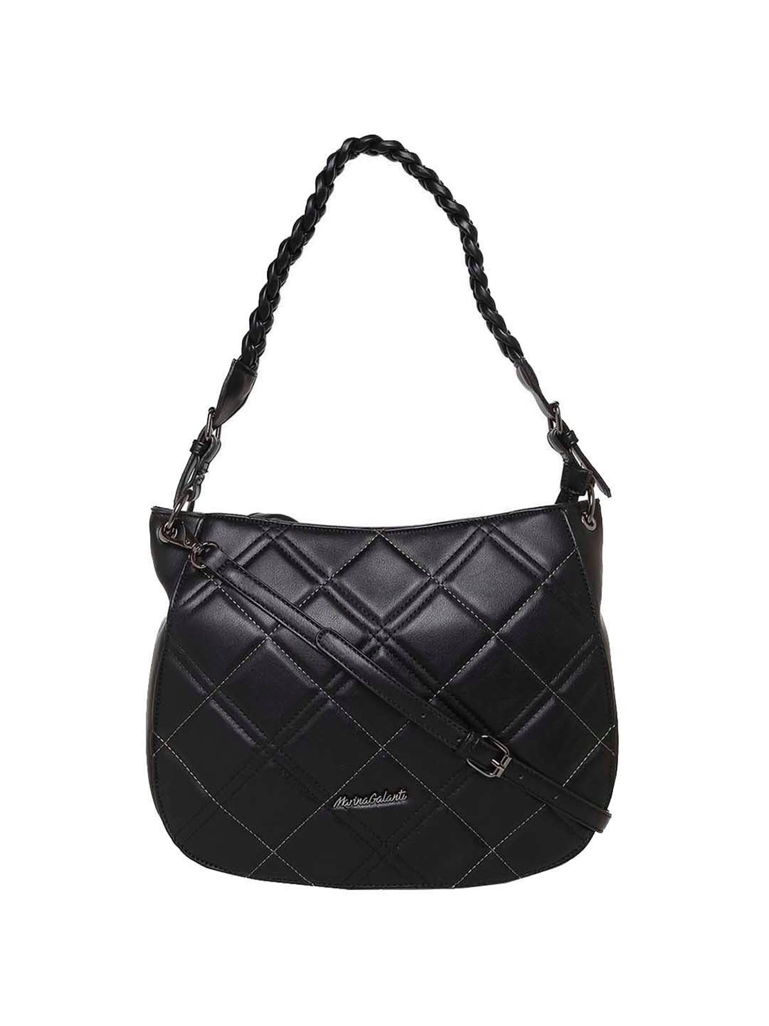 Marina Galanti Black Quilted Medium Baguette Bag