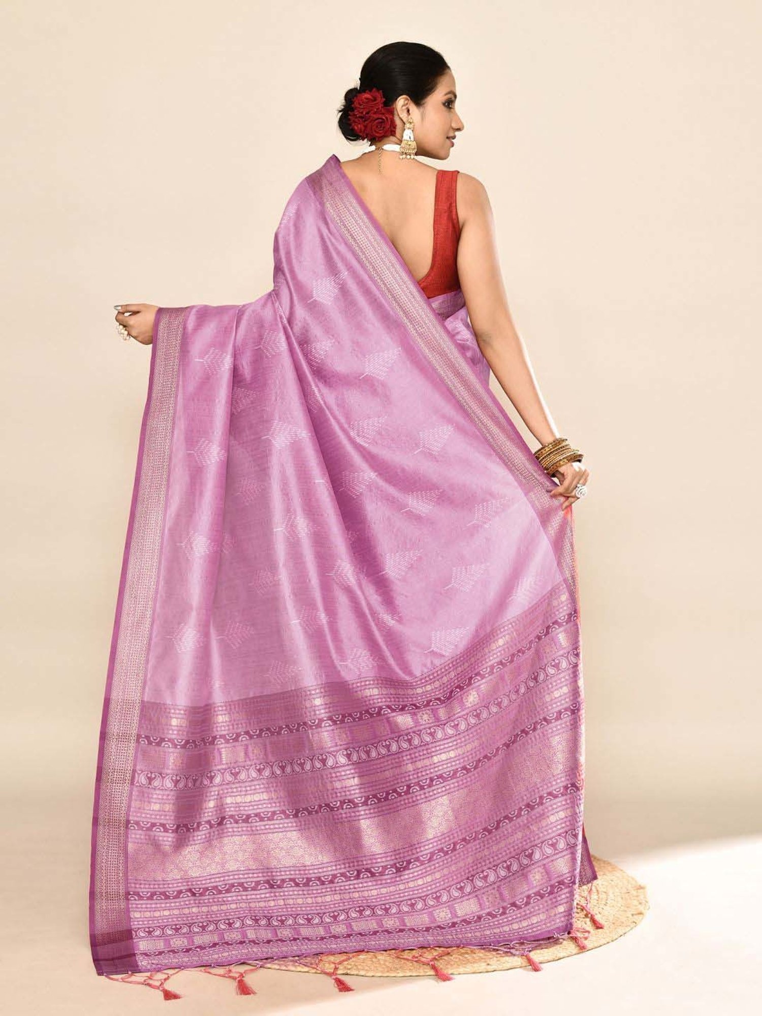 Elora Purple Silk Woven Saree With Unstitched Blouse