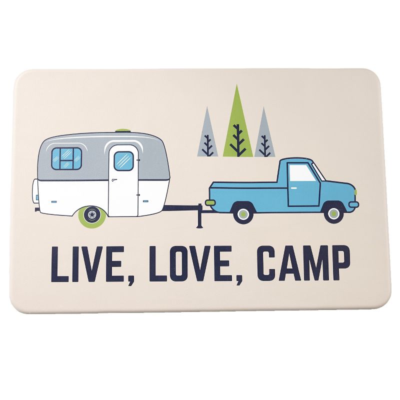 Lakeside Live Love Camp Bathroom and Kitchen Mat with Camper Van Motif