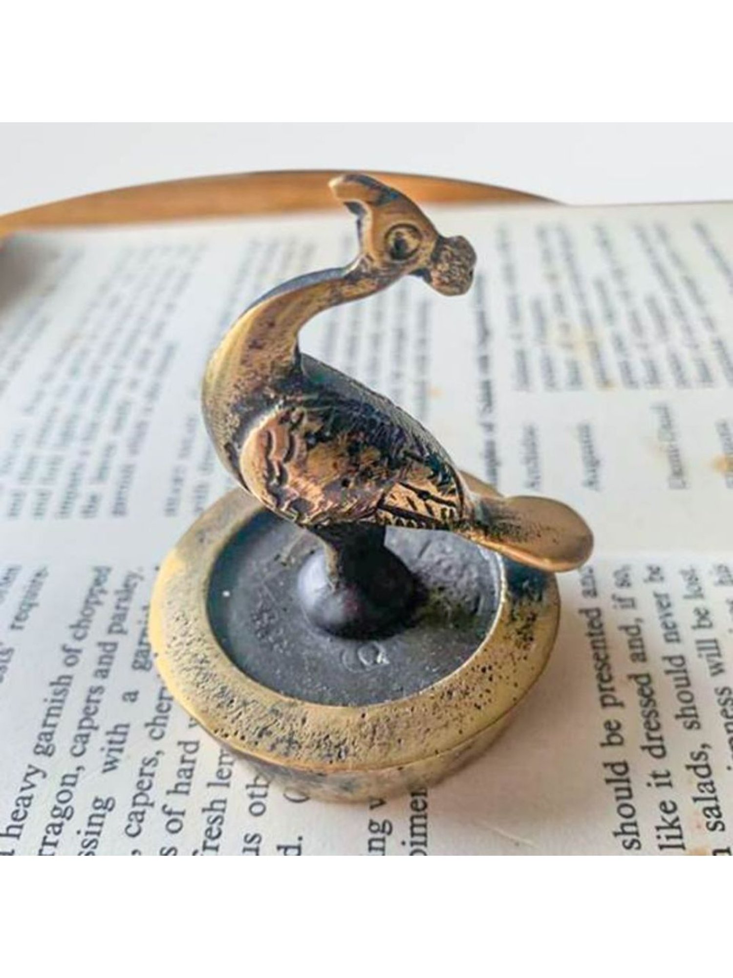 Artisans Rose Gold Brass Adir Peacock Vintage Paper Weight