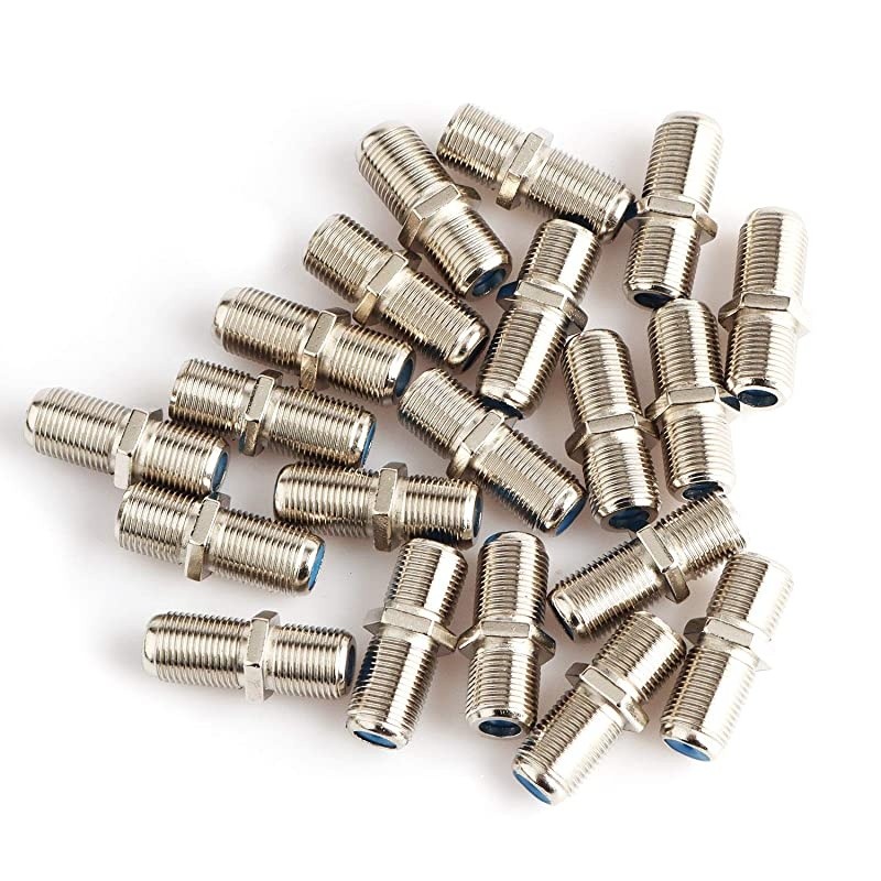 F81 Barrel Connectors High Frequency 3GHz Female to Female FType Adapter Couplers 20 pcs Silver