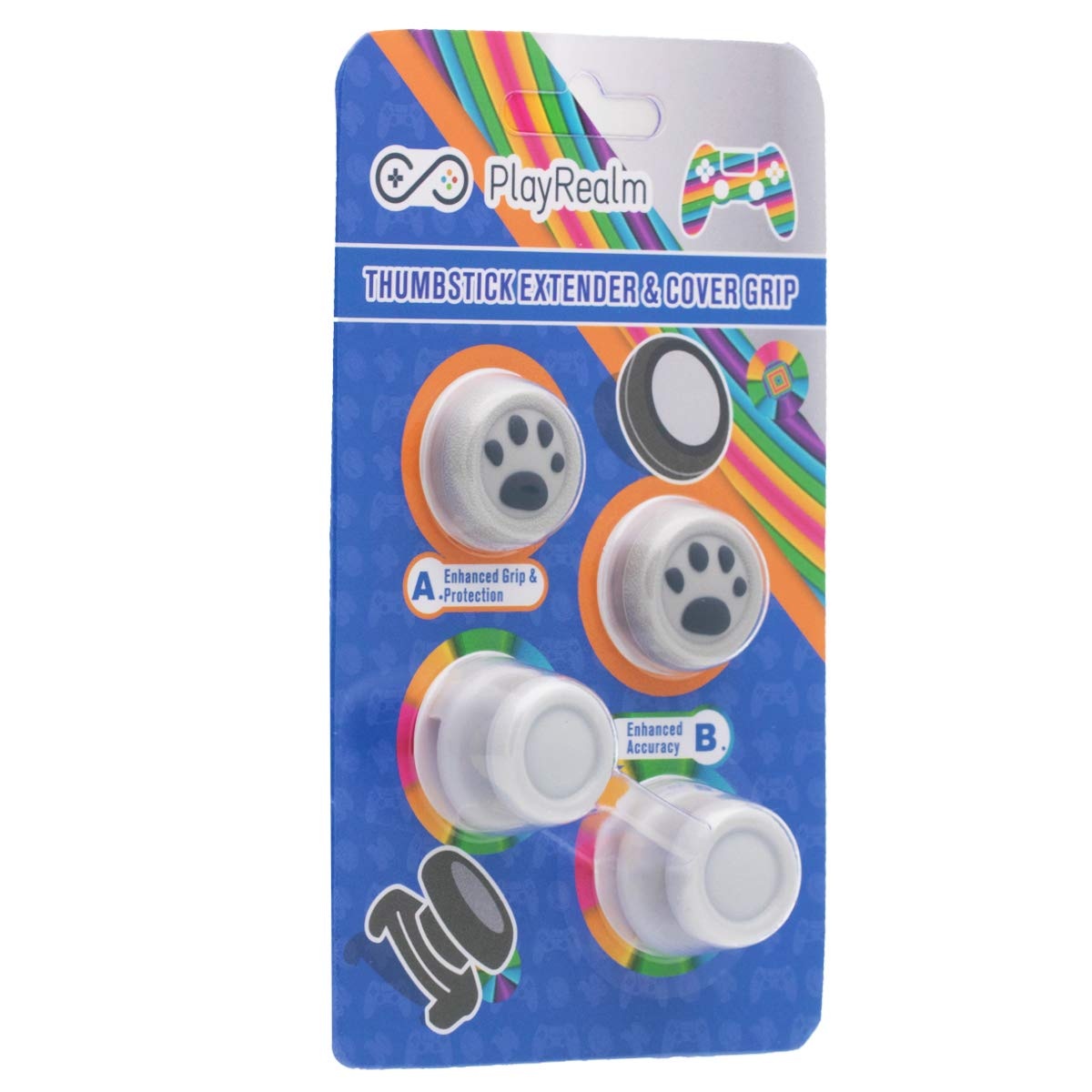 FPS Thumbstick Extender & 3D Texture Rubber Silicone Grip Cover 2 Sets for PS5 Dualsenese & PS4 Controller (Cat Paw Grey)