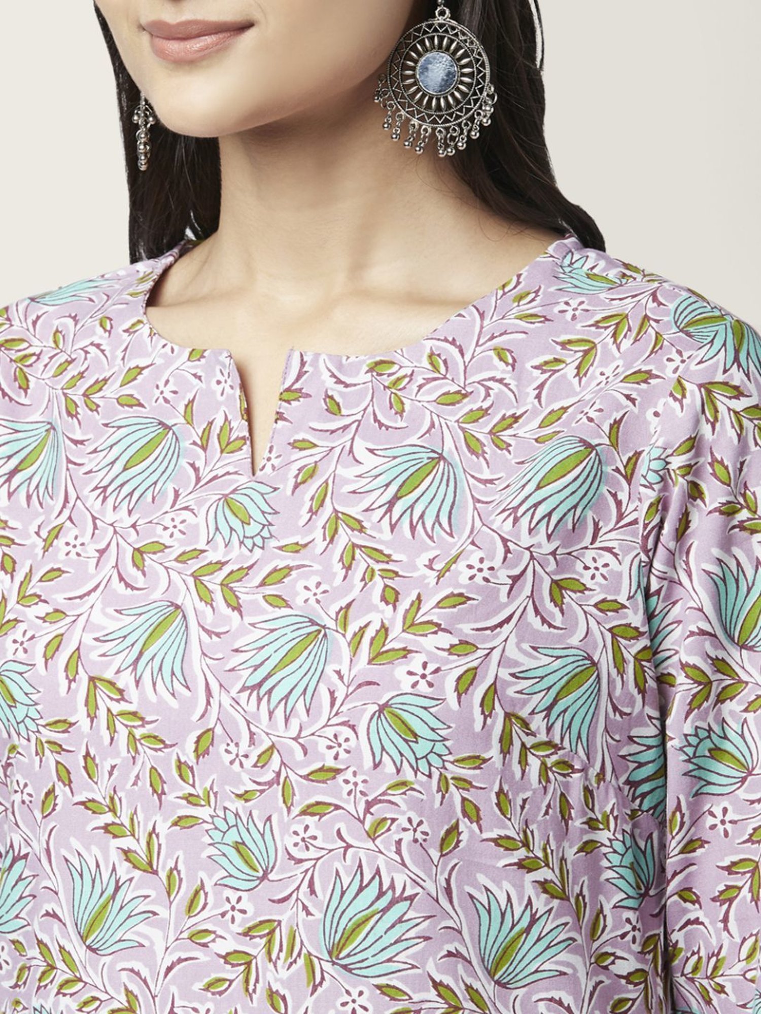 Rangmanch by Pantaloons Lilac Floral Print Kurta Palazzo Set