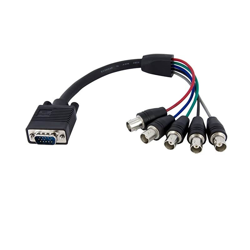 com 1 ft 03 m VGA to BNC Cable HD15 VGA to 5 BNC MaleFemale BNC Cable VGABNCMF1Black