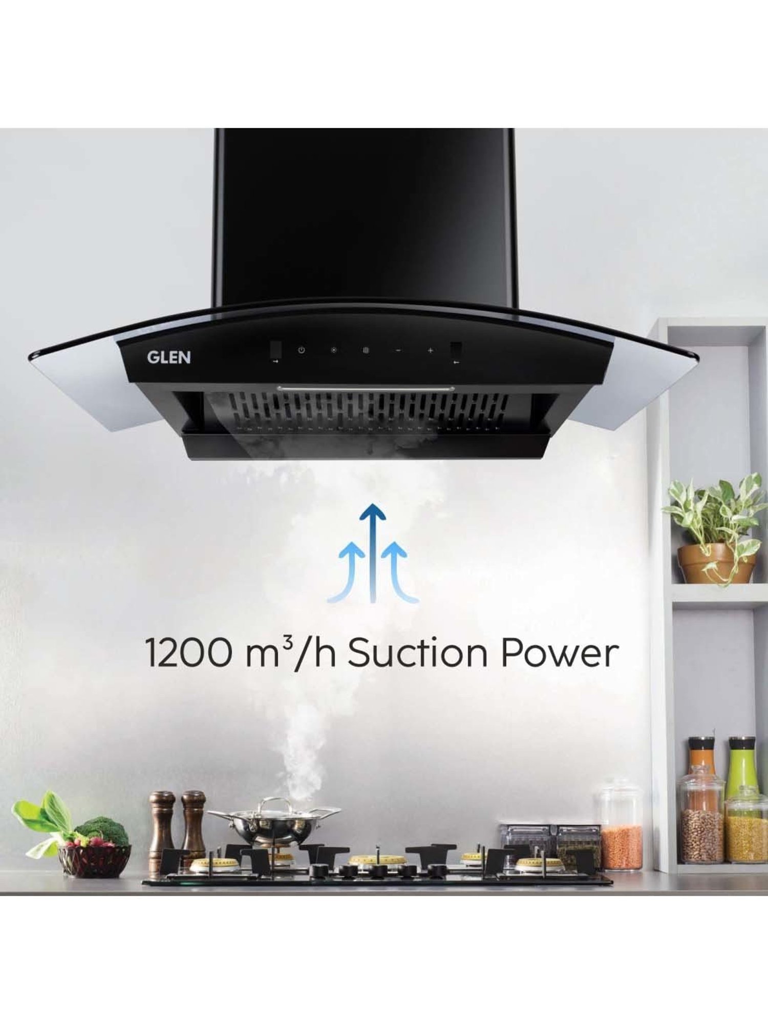 Glen CH6058BLAC60 1200CMH 60cm Wall Mounted Chimney (Black)