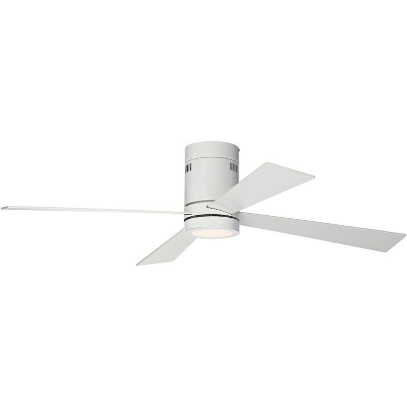 52" Casa Vieja Modern Hugger Ceiling Fan with Light LED Flush Mount Remote Control Opal White for Living Room Kitchen Bedroom