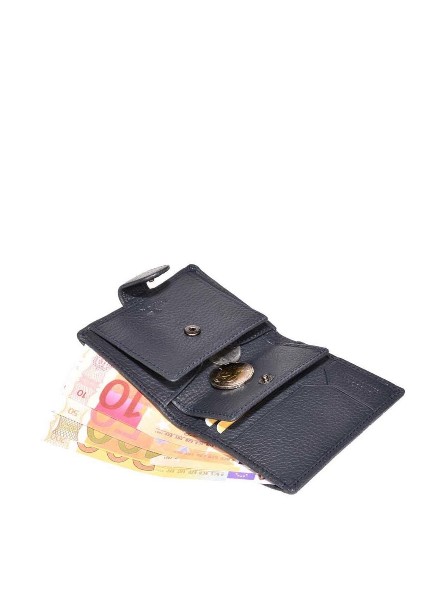 SASSORA Navy Casual Leather Bi-Fold Wallet for Men