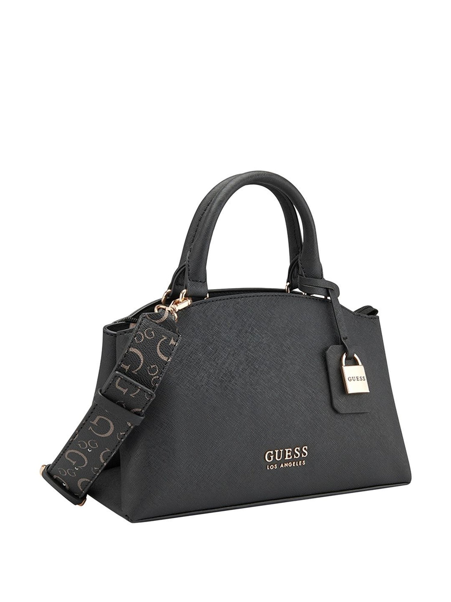 Guess Black Solid Satchel Handbag