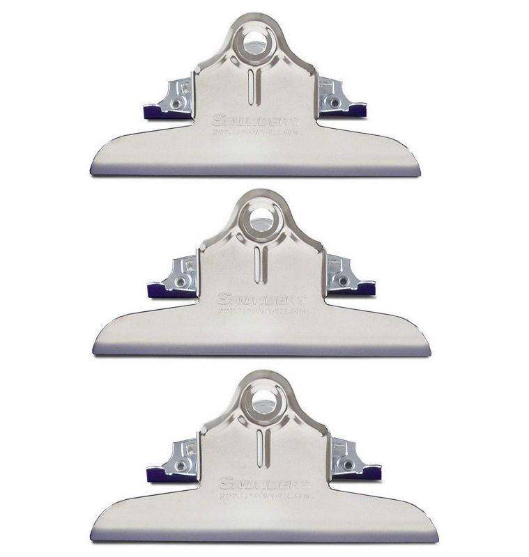 Value Pack of 3 Wall Mountable Clipboard Clips, holds up to 1 inch of paper, 6" wide, high capacity, Made in USA (05608)