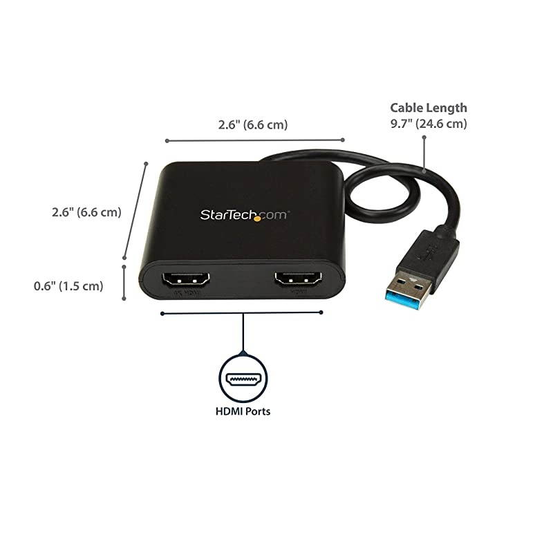 com USB 30 to Dual HDMI Adapter Windows Only 4K Resolution Dual Monitor External Video Card Adapter USB32HD2