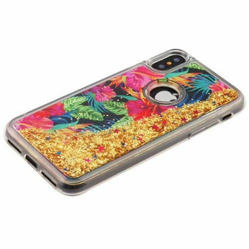 For  iPhone X/XS 10 Multi-Color Electric Hibiscus Hard Hybrid Case Cover