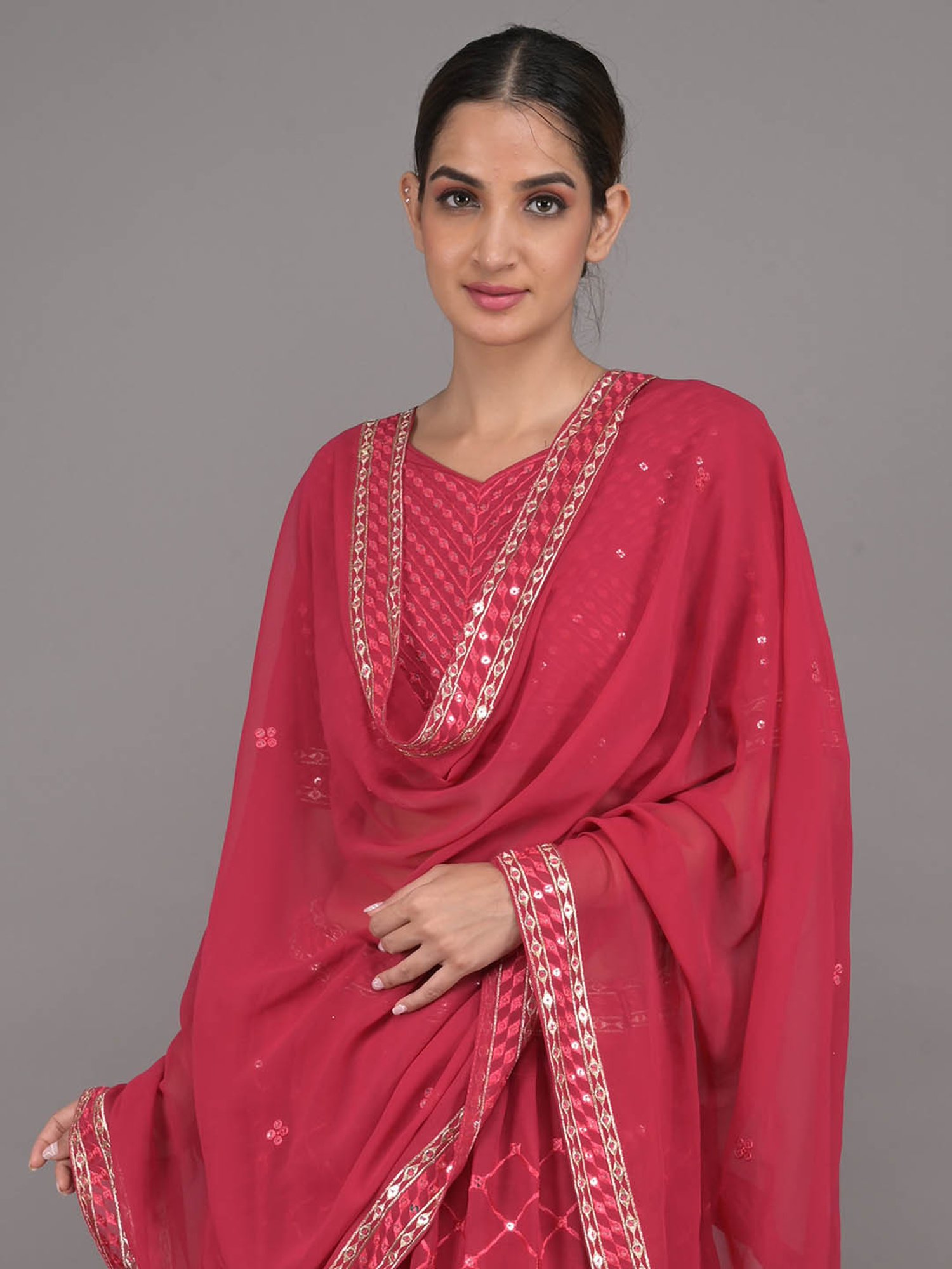 Odette Pink Embroidered Lehenga Choli Set With Dupatta