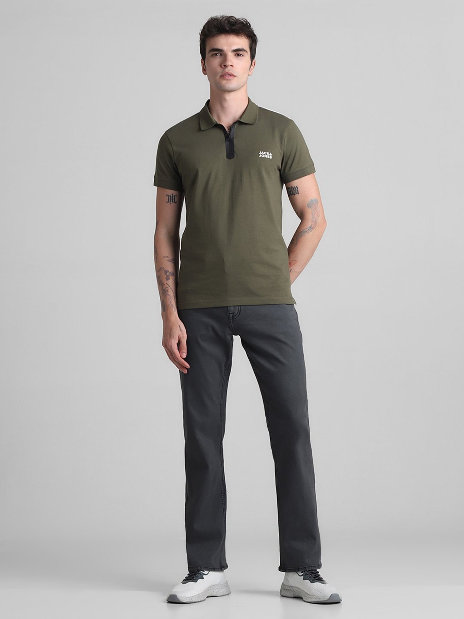 Jack & Jones Olive Slim Fit Cotton Polo T-Shirt