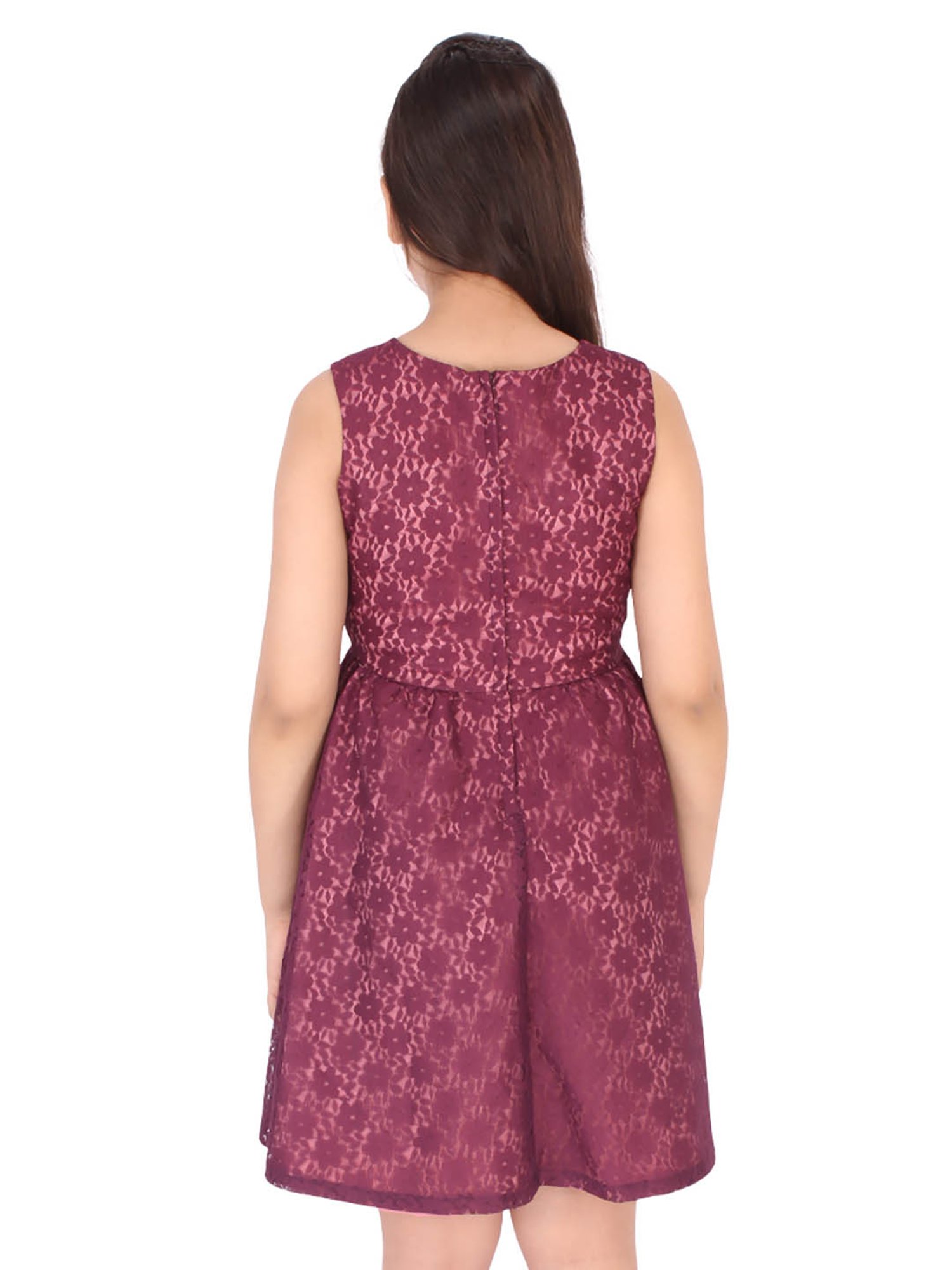 Cutecumber Kids Plum Printed Dress with Shrug