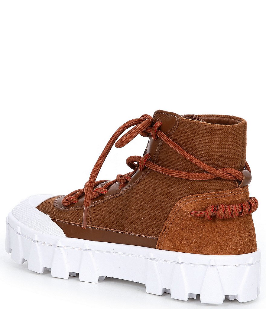 Schutz Kirk Canvas Leather Lugged Platform Sneakers