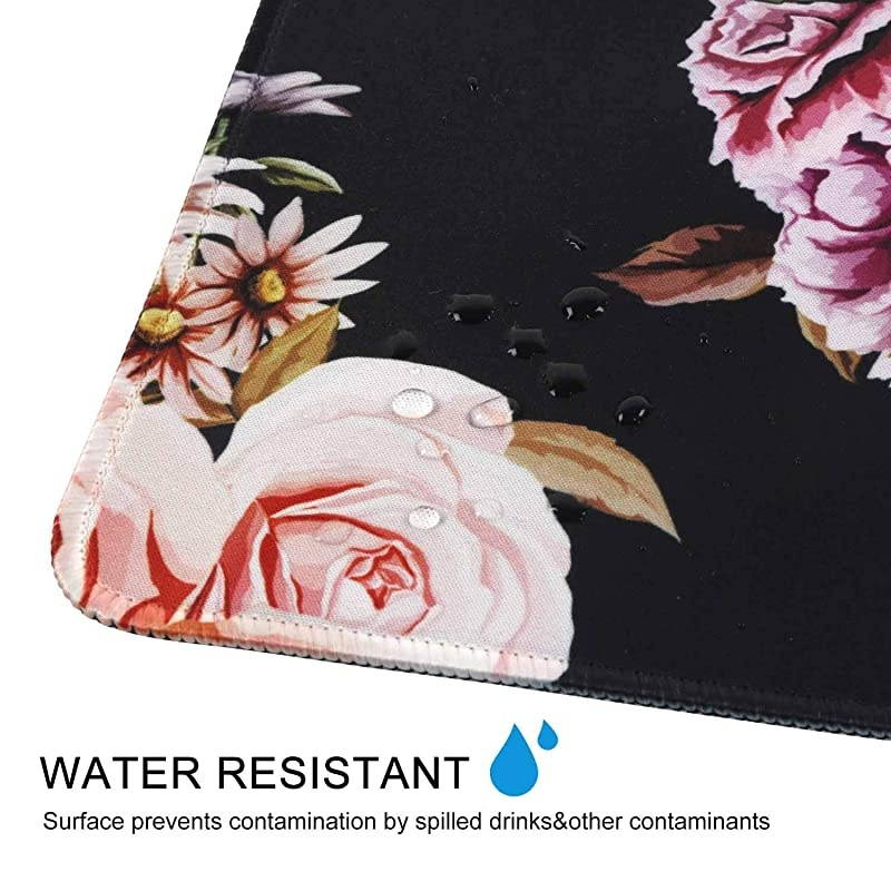 Desk Pad Large Gaming Mouse Pad with Stitched Edges Extended Mouse Pad Desk Mat with NonSlip Rubber Base Waterproof Keyboard Pad Mat for Home Office Work Peony Flower 315x1181 in