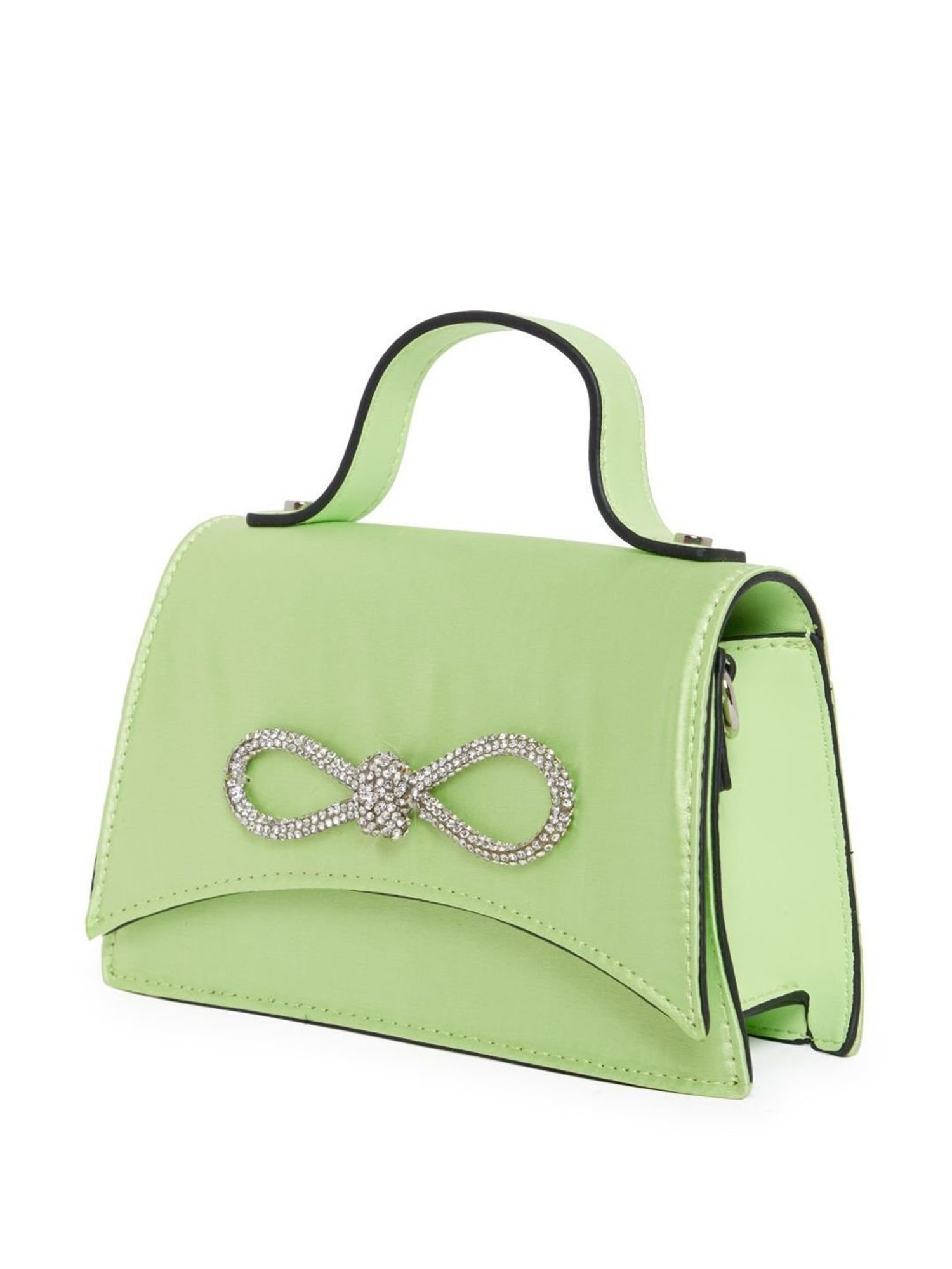 Aldo Bright Green Solid Medium Satchel Handbag