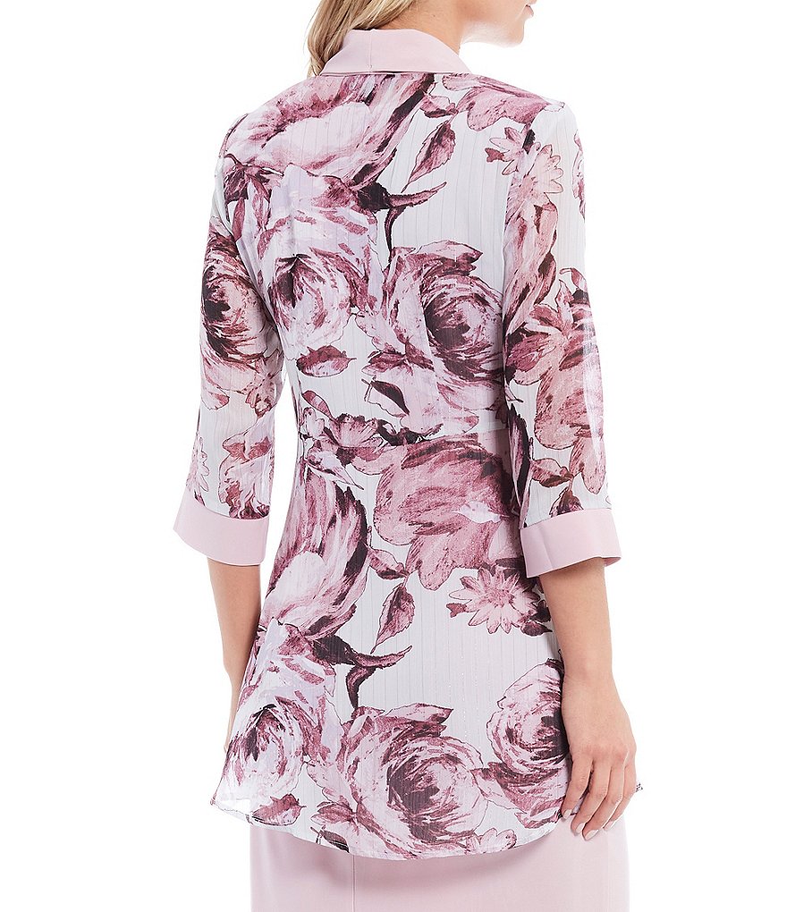 Alex Evenings Stretch Velvet Long Sleeve Ruched Beaded Accent Collar Boat Neck Blouse