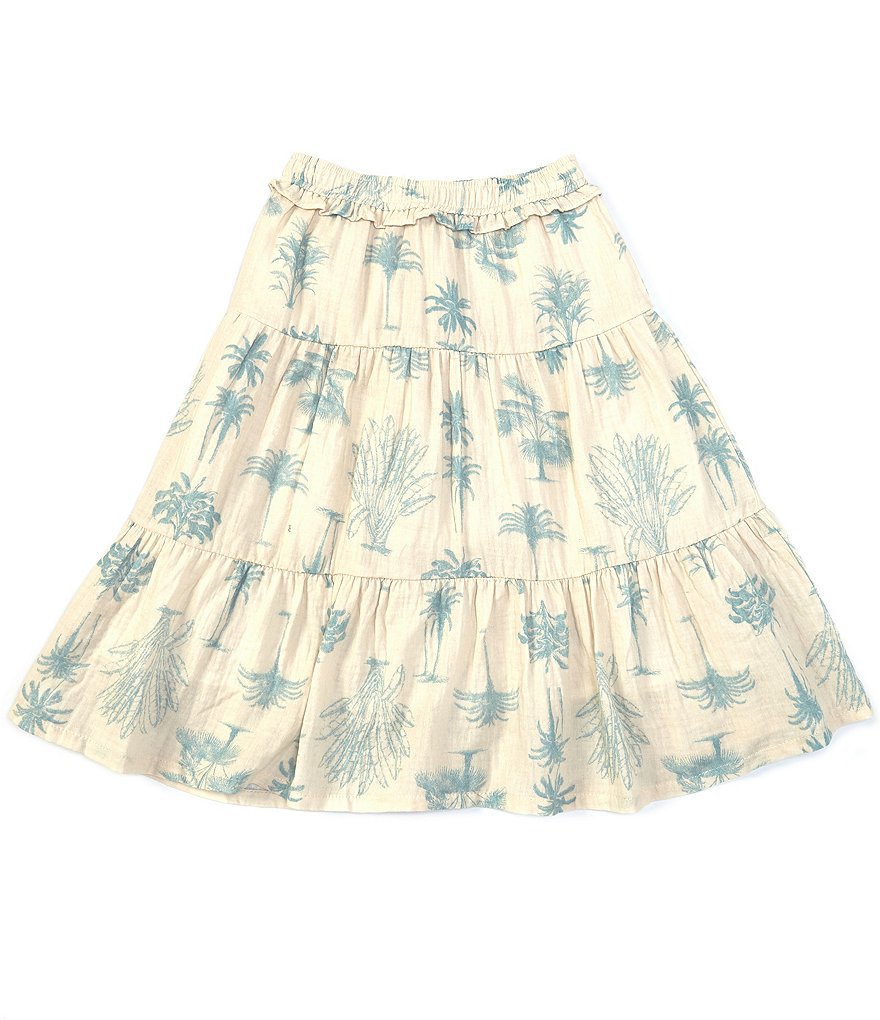 Jessica Simpson Big Girls 7-16 Palm-Tree Printed Tiered Midi Skirt