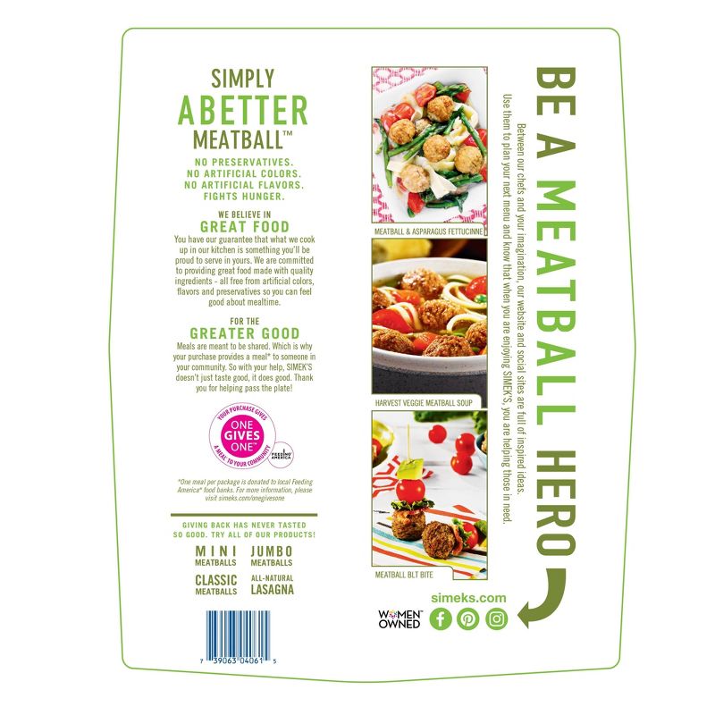 SIMEK'S Gluten Free Turkey Meatballs - Frozen - 17oz