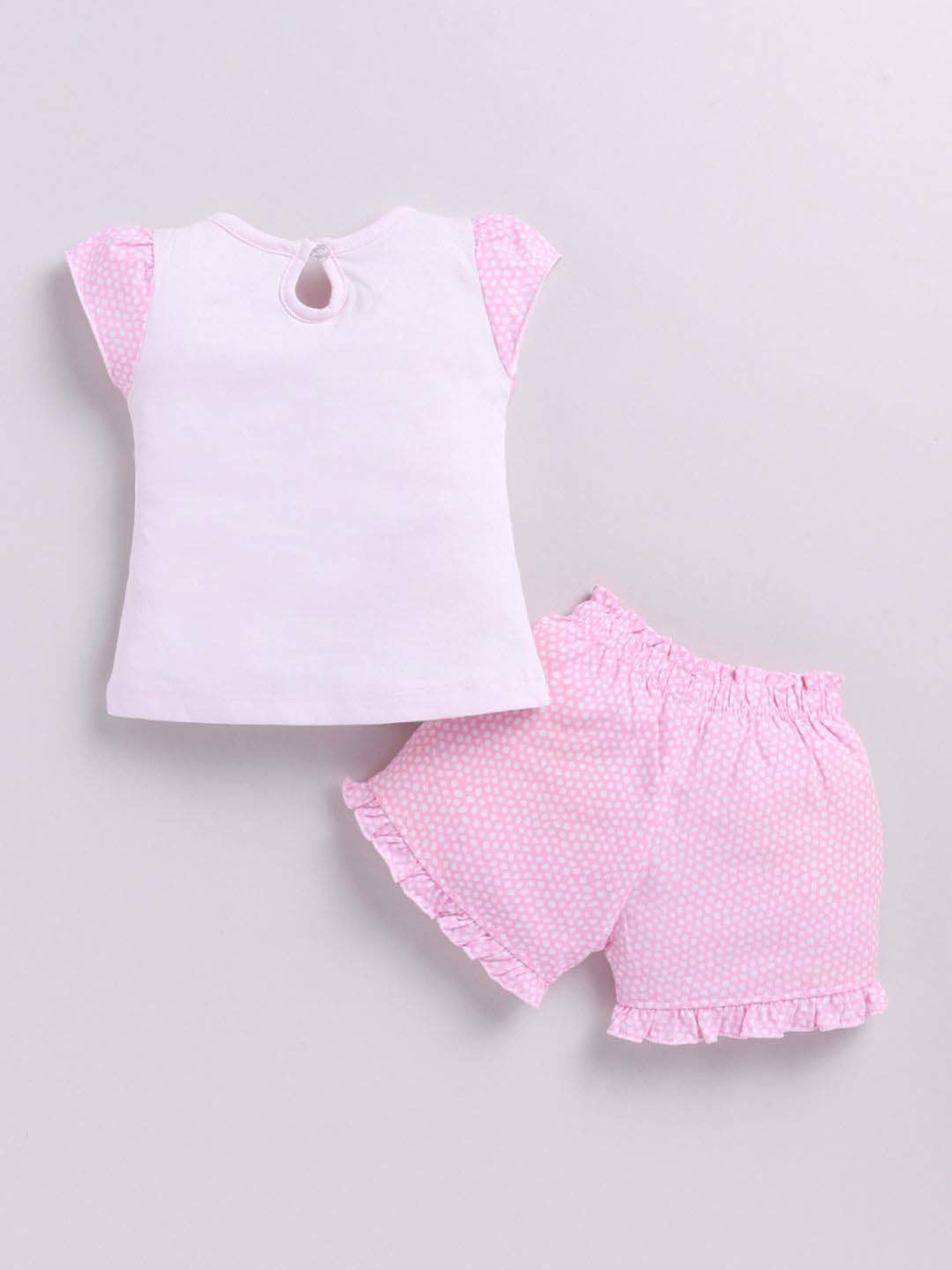 ANNIE Girls Pink Cotton Printed Top & Short sets