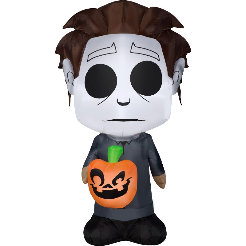 Gemmy Airblown Michael Myers w/Jack o Lantern, 5 ft Tall, grey